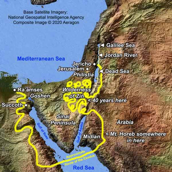 Map of the Approximate Route of the Exodus.