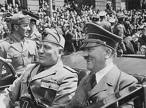 Adolf Hitler and Benito Mussolini in Munich, Germany.